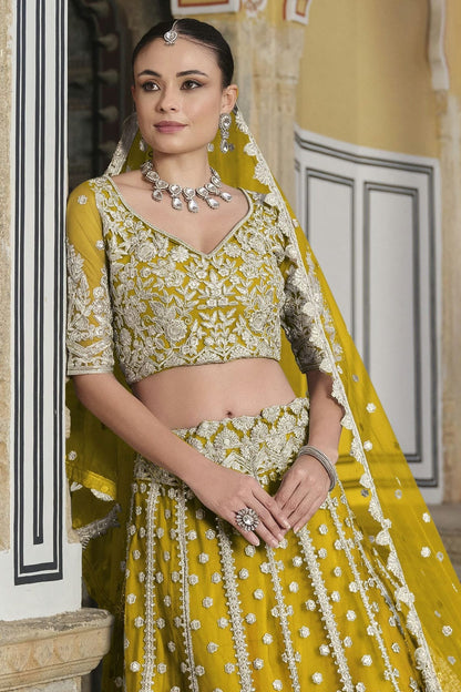 Yellow Colour Semi Stitched Butterfly Net Lehenga Choli LC1112512 B