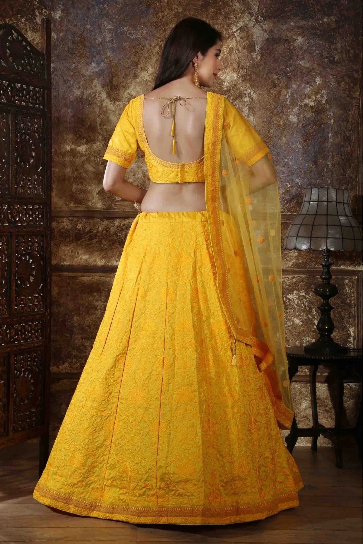 Yellow Colour Silk Embroidery Lehenga Choli LC1150008 B