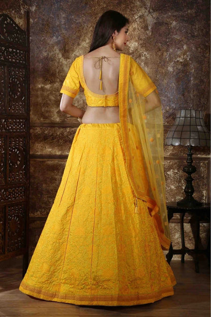 Yellow Colour Silk Embroidery Lehenga Choli LC1150008 B