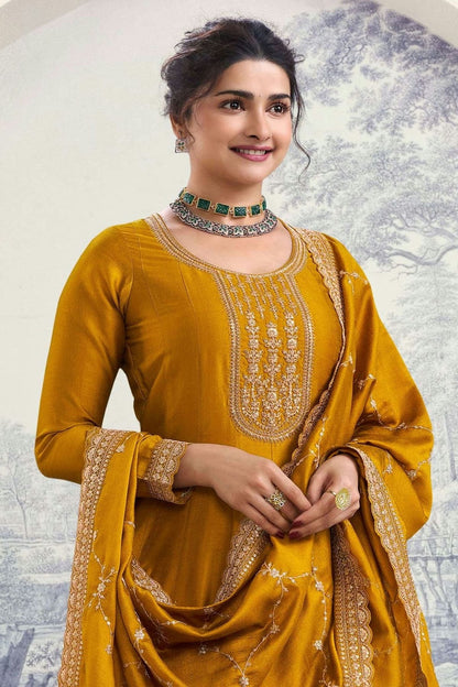 Yellow Colour Silk Georgette Anarkali Suit SM1110669 A