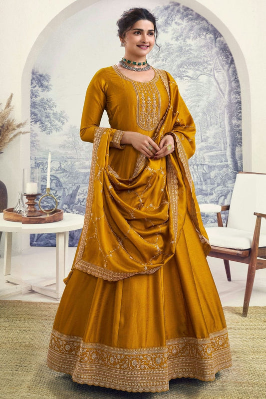 Yellow Colour Silk Georgette Anarkali Suit SM1110669