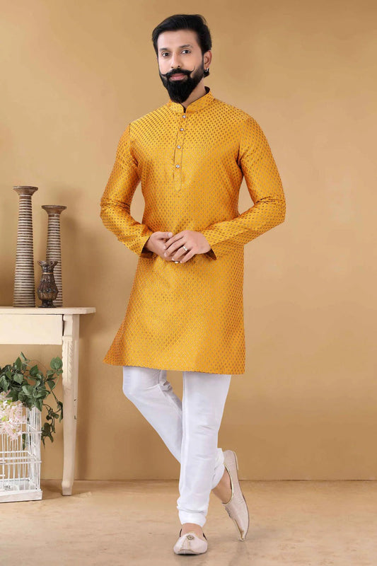Yellow Colour Silk Kurta Pajama KP1130110