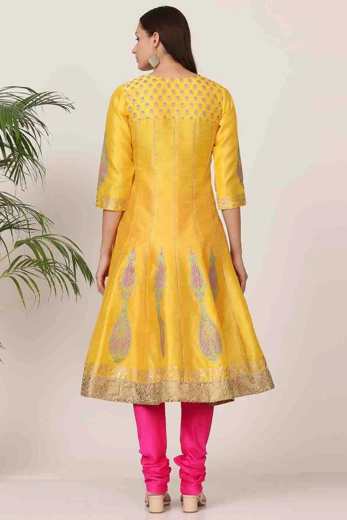 Yellow Colour Silk Stitched Suit SS1112905 A