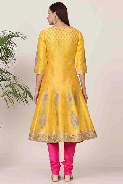 Yellow Colour Silk Stitched Suit SS1112905 A