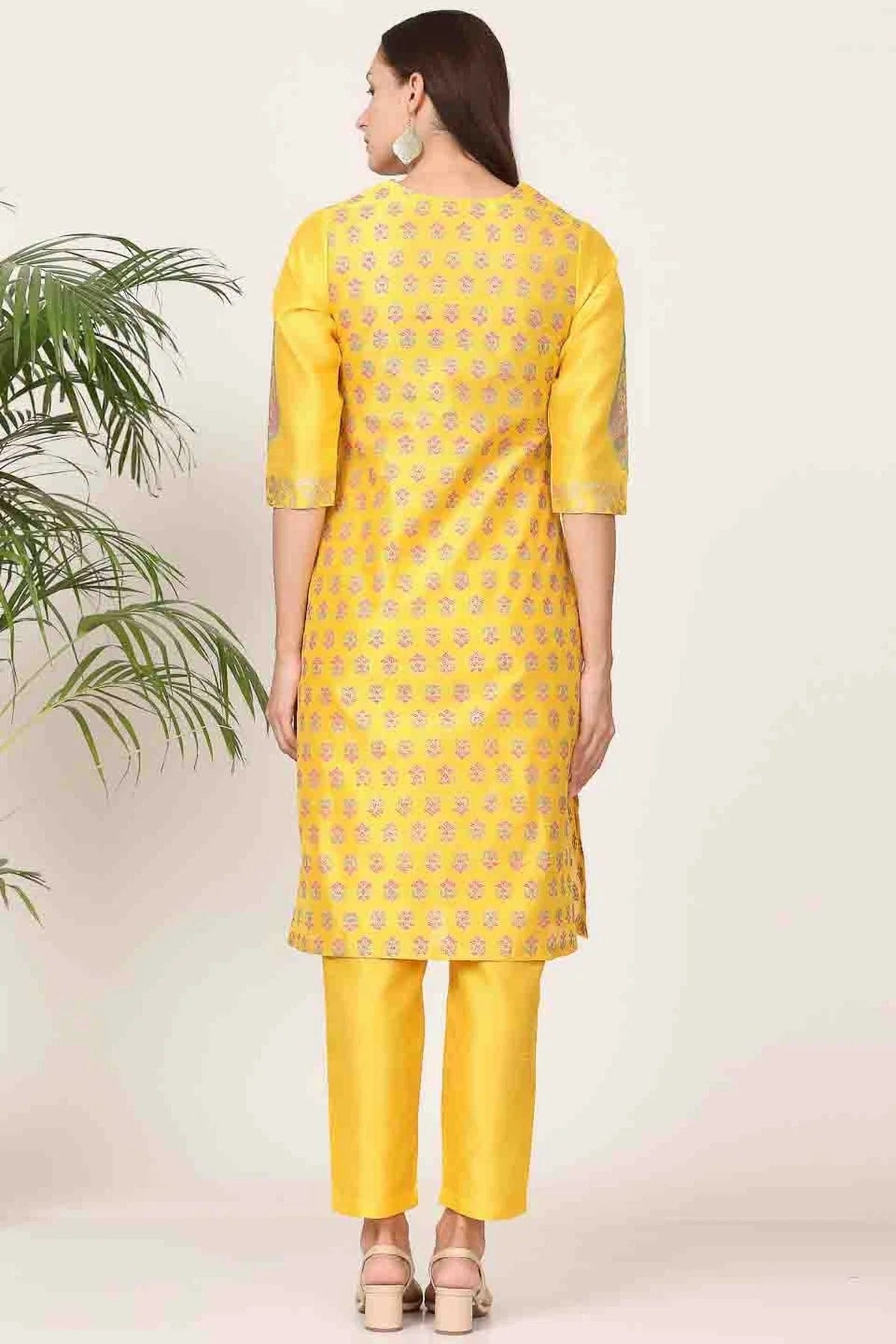 Yellow Colour Silk Stitched Suit SS1112910 A