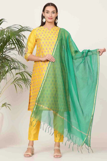 Yellow Colour Silk Stitched Suit SS1112910