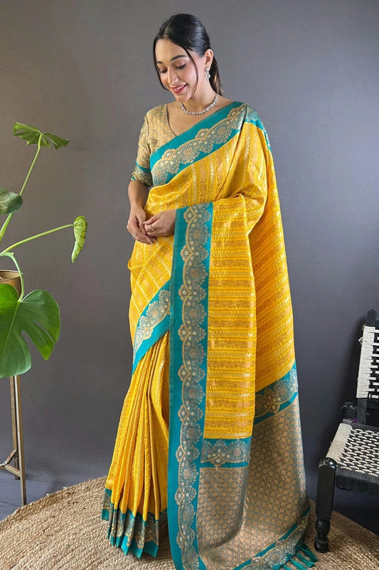 Yellow Colour Silk Woven Work Saree SD1290034