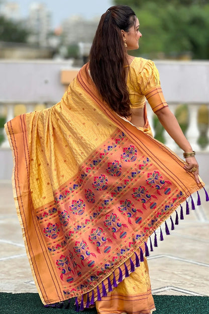 Yellow Colour Silk Woven Work Saree SD1290040 A