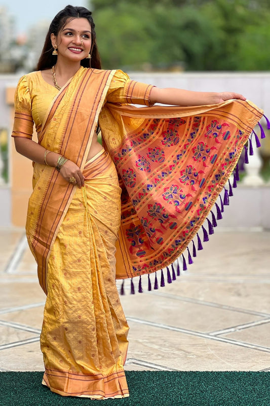 Yellow Colour Silk Woven Work Saree SD1290040