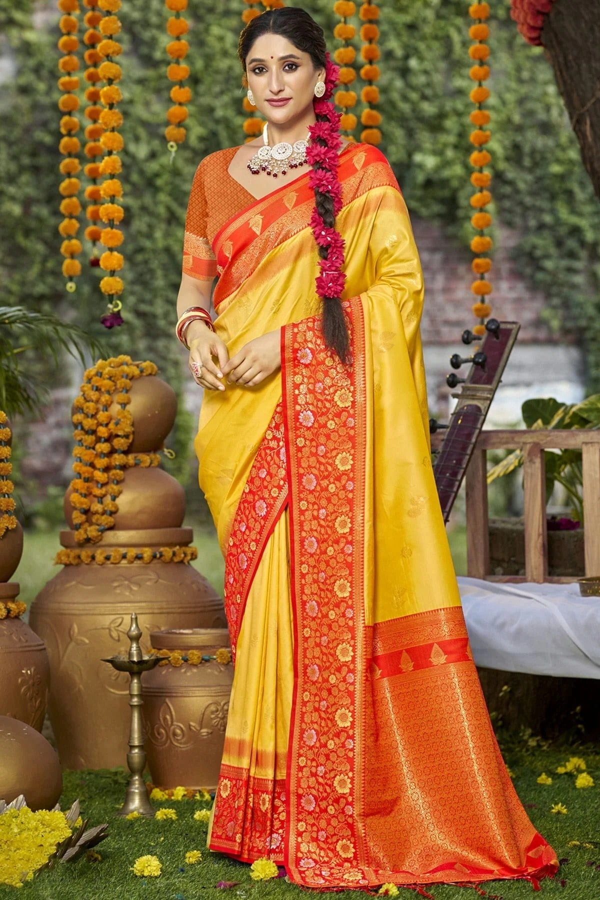 Yellow Colour Silk Woven Work Traditional Saree SD1102787