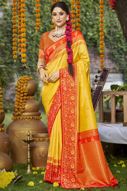 Yellow Colour Silk Woven Work Traditional Saree SD1102787