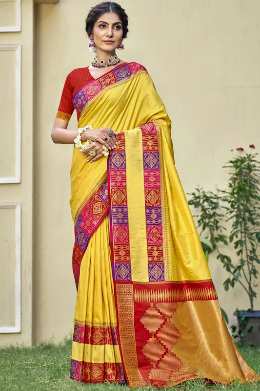 Yellow Colour Silk Woven Work Traditional Saree SD1102799