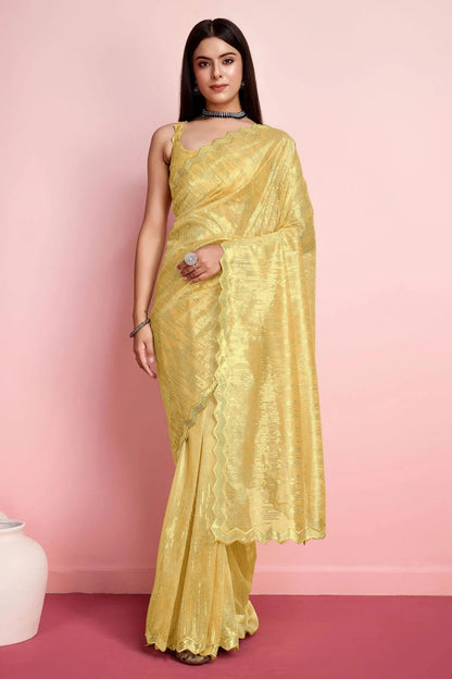 Yellow Colour Silver Twill Net Saree SD1110497