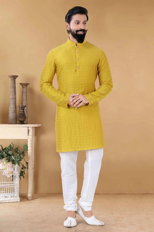 Yellow Colour Soft Cotton Kurta Pajama KP1130101