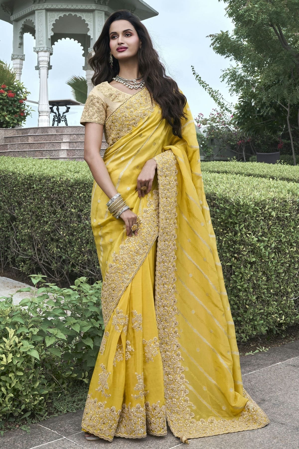 Yellow Colour Tissue Silk Designer Saree SD1110962
