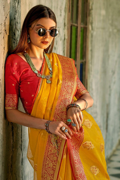 Yellow Colour Tissue Silk Saree SD1110298 A