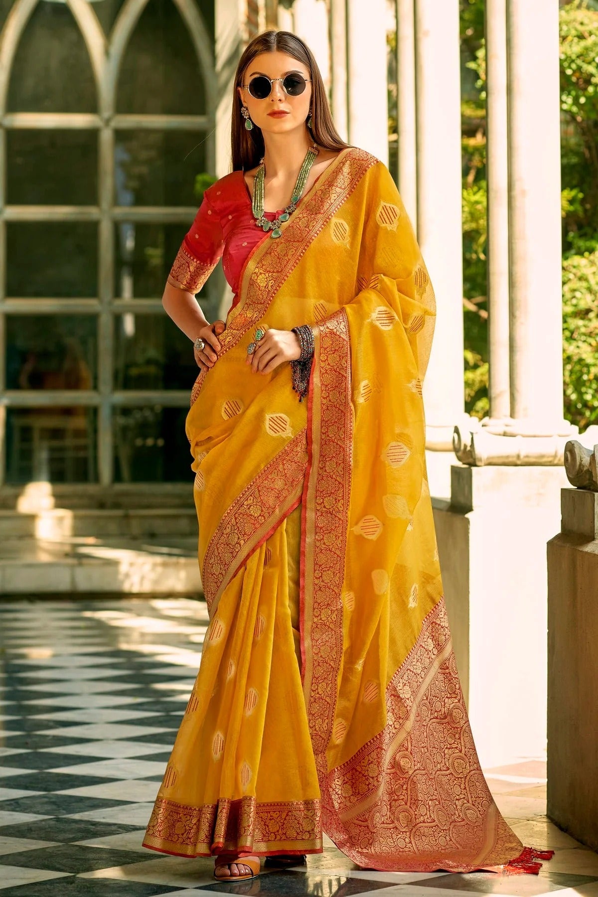 Yellow Colour Tissue Silk Saree SD1110298