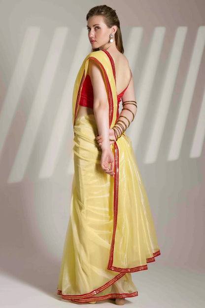 Yellow Colour Twill Net Designer Saree SD1113020 A