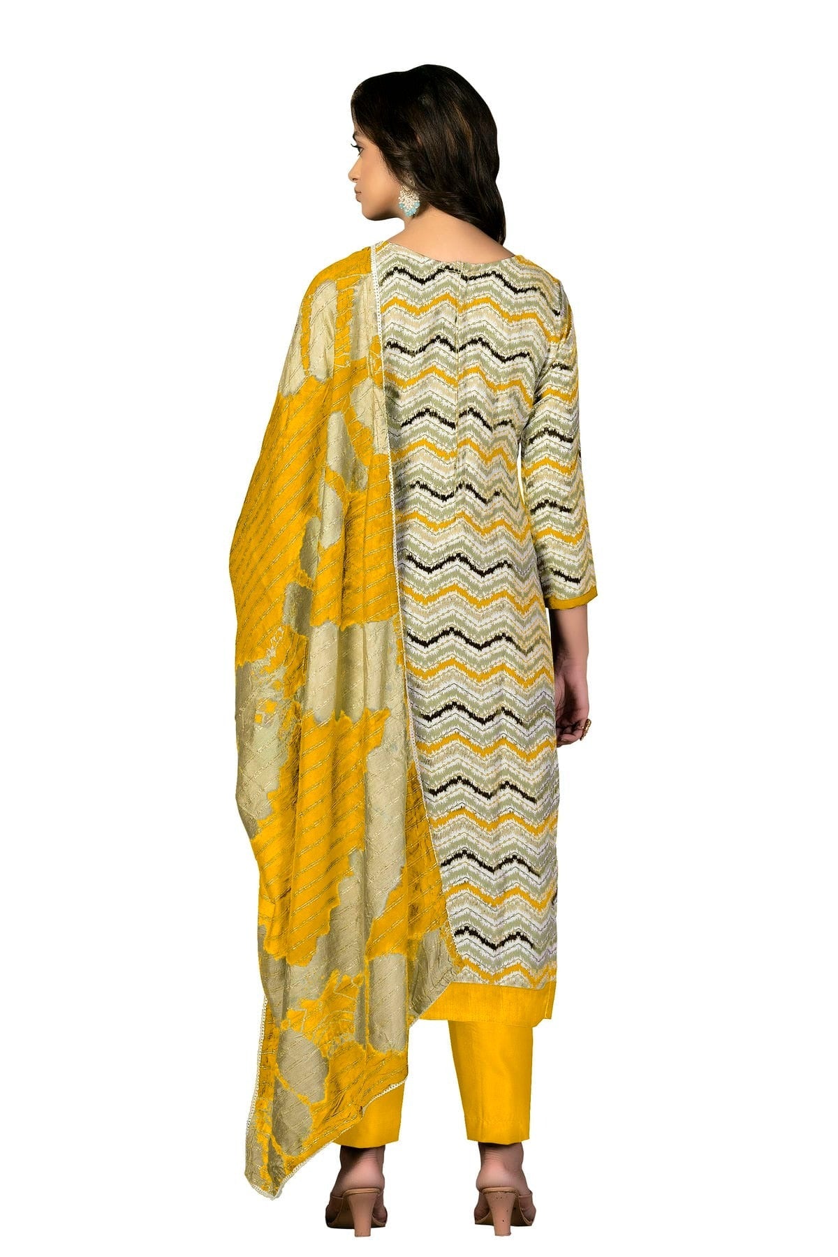 Yellow Colour Unstitched Cotton Fabric Straight Suit US1160944 A