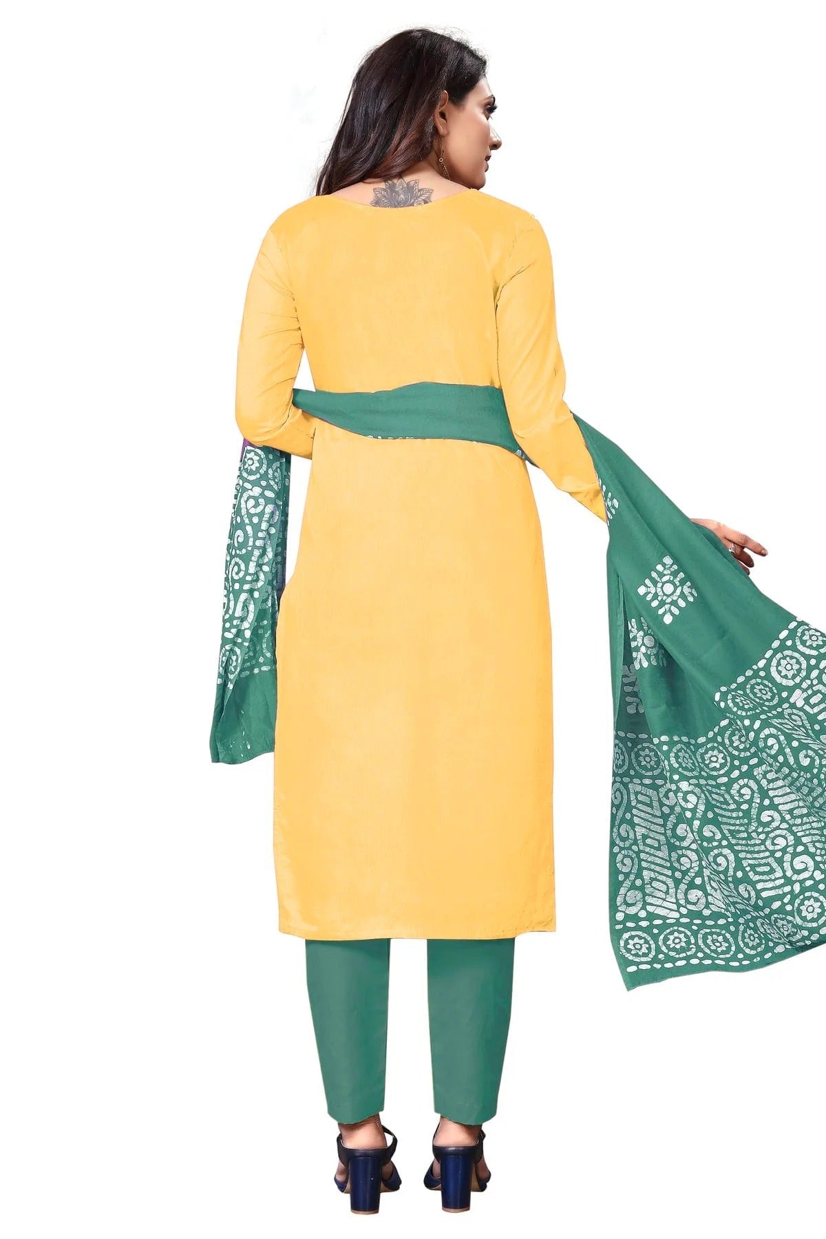 Yellow Colour Unstitched Cotton Straight Suit US1160655 A