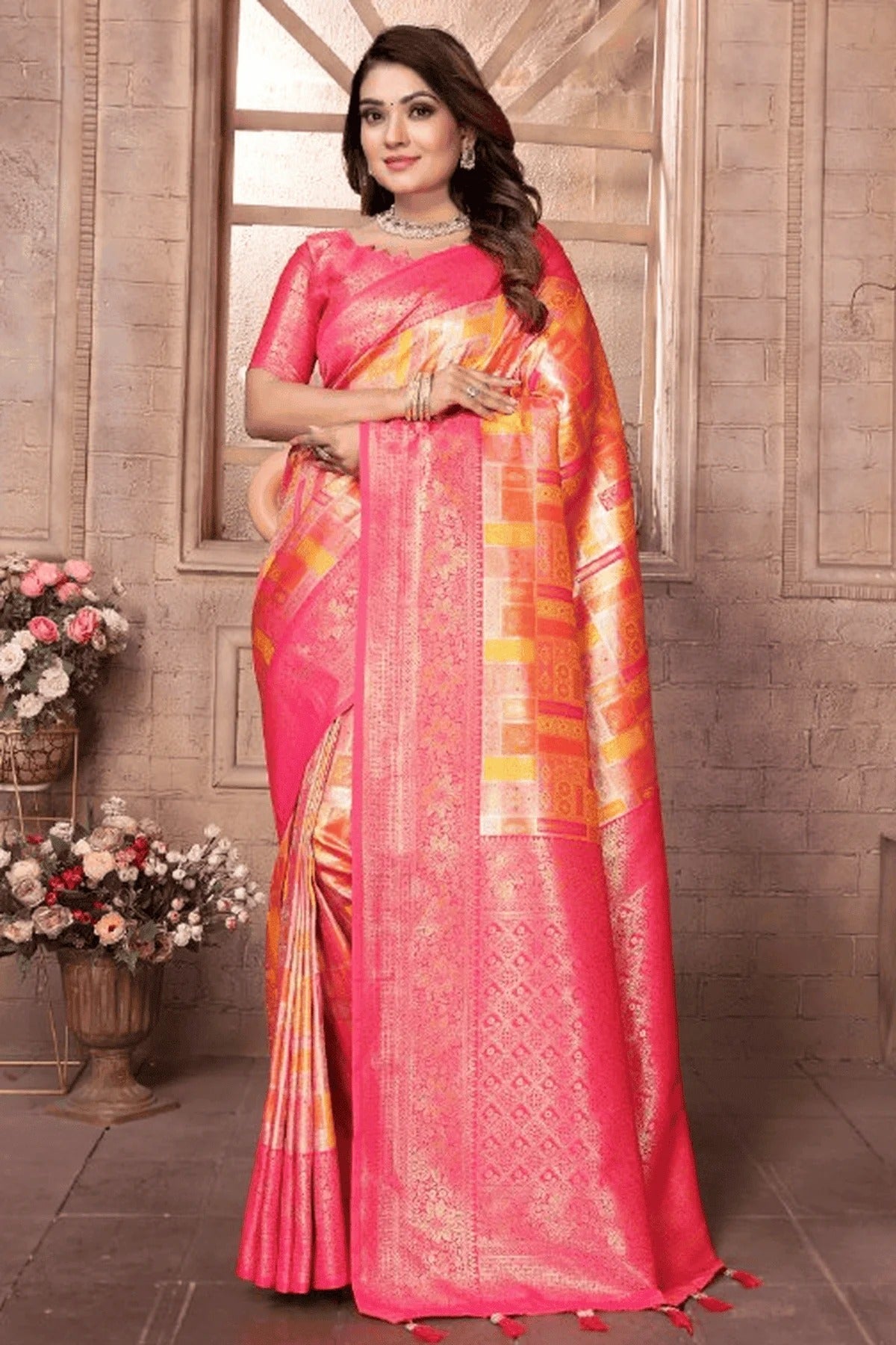 Yellow Colour Woven Work Banarasi Chaturi Silk Traditional Saree SD1250277
