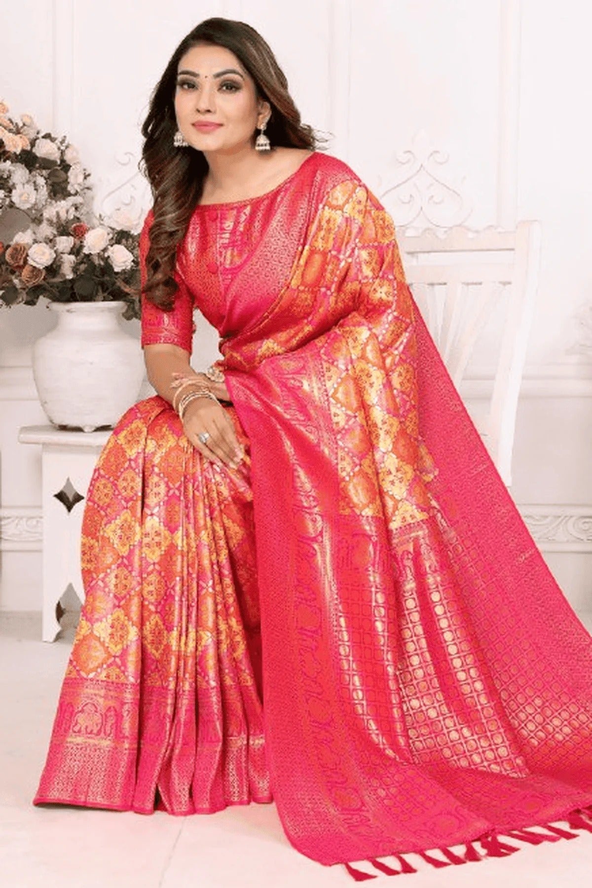 Yellow Colour Woven Work Banarasi Silk Traditional Saree SD1250244 A