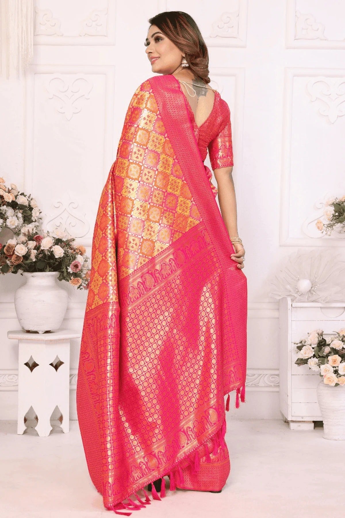 Yellow Colour Woven Work Banarasi Silk Traditional Saree SD1250244 B