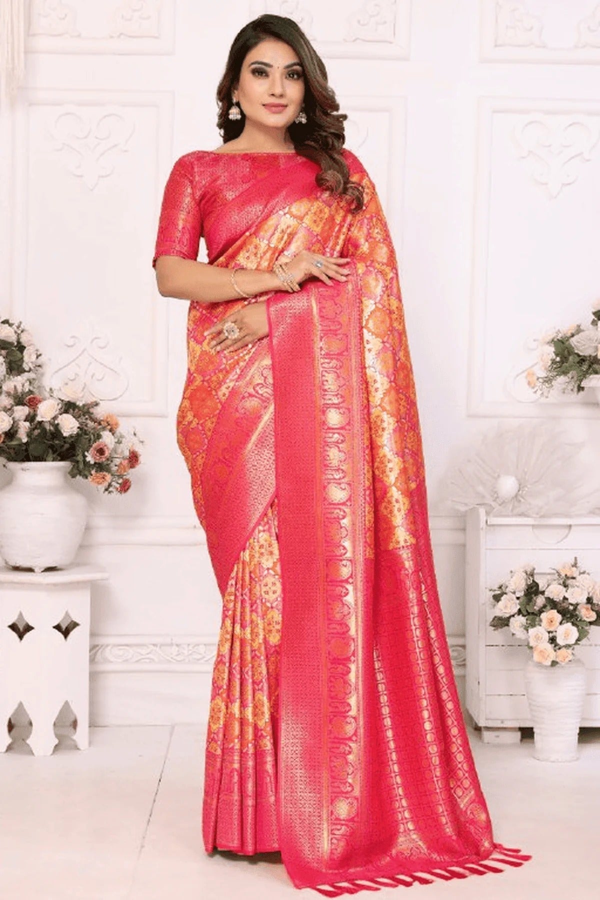 Yellow Colour Woven Work Banarasi Silk Traditional Saree SD1250244