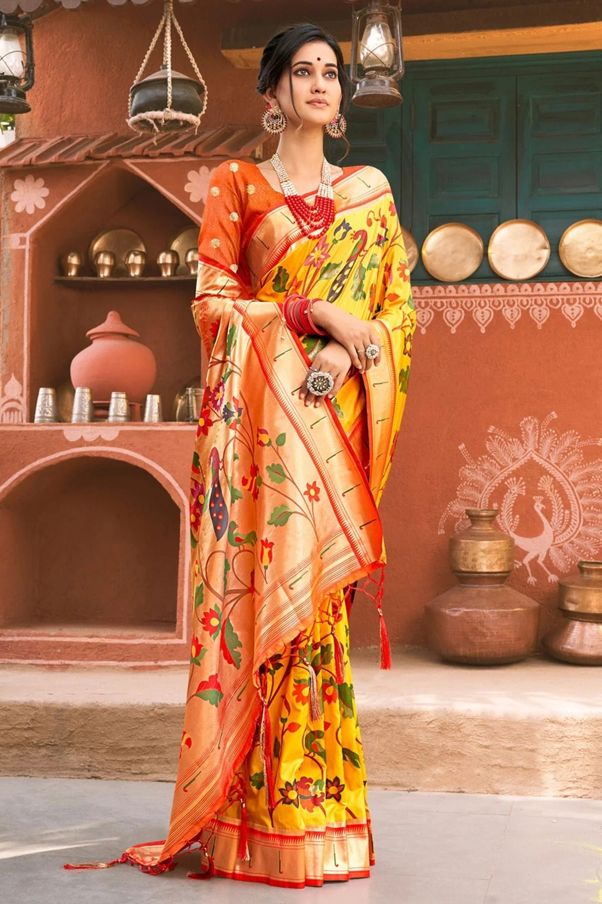 Yellow Colour Woven Work Paithani Silk Saree SD1101408
