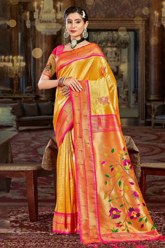 Yellow Colour Woven Work Paithani Silk Saree SD1101421