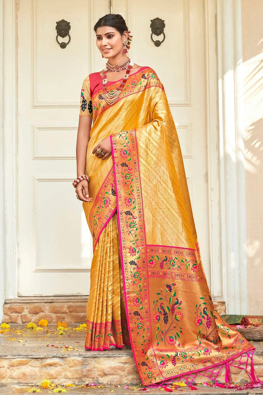 Yellow Colour Woven Work Paithani Silk Saree SD1101558