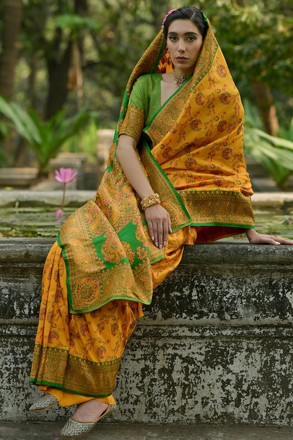 Yellow Colour Woven Work Pashmina Silk Saree SD1260032 B