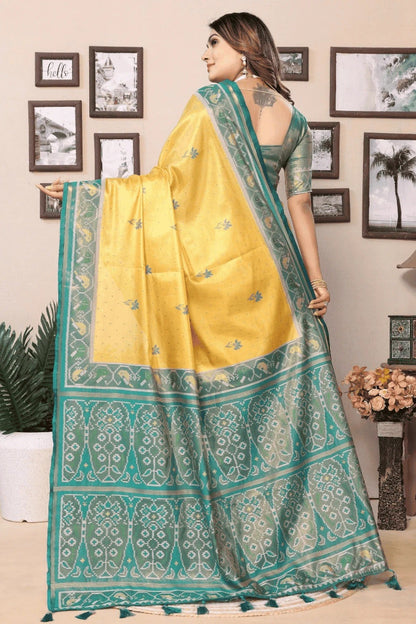 Yellow Colour Woven Work Pure Banarasi Tissue Silk Traditional Saree SD1250297 B