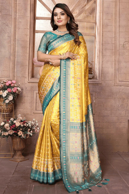 Yellow Colour Woven Work Pure Banarasi Tissue Silk Traditional Saree SD1250299