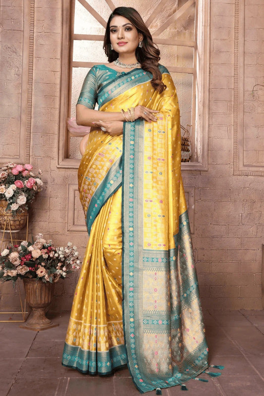 Yellow Colour Woven Work Pure Banarasi Tissue Silk Traditional Saree SD1250299