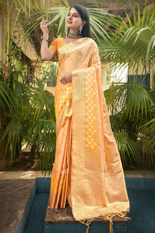 Yellow Colour Woven Work Silk Saree SD1101734