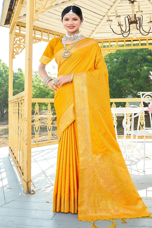 Yellow Colour Woven Work Silk Saree SD1102128