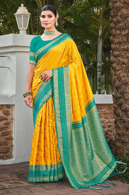 Yellow Colour Woven Work Silk Saree SD1102217