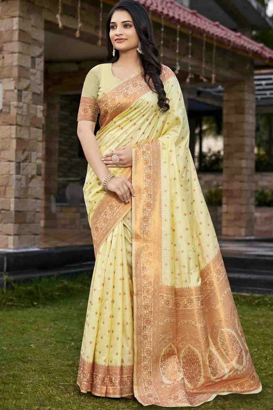 Yellow Colour Woven Work Silk Traditional Saree SD1103394
