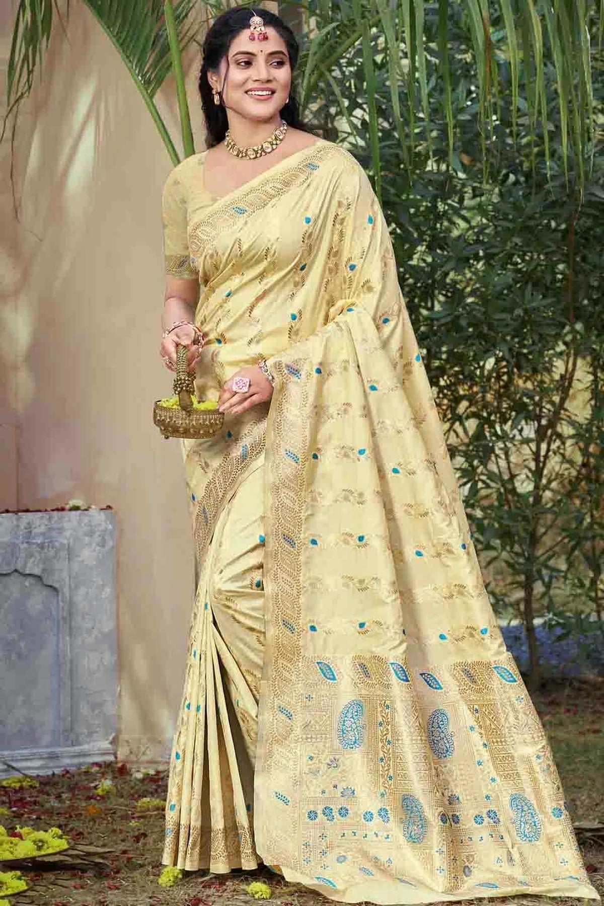 Yellow Colour Woven Work Silk Traditional Saree SD1103473