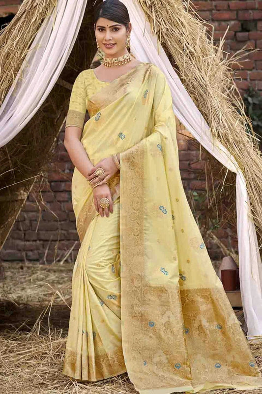 Yellow Colour Woven Work Silk Traditional Saree SD1103479