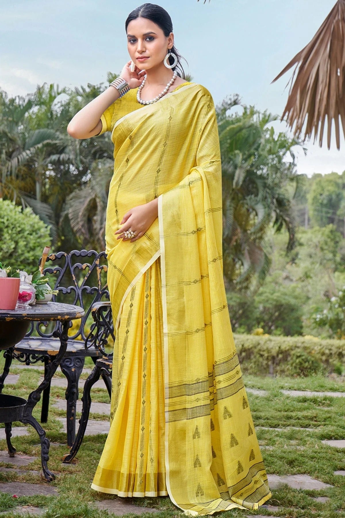 Yellow Colour Zari Work Cotton Saree SD1102331