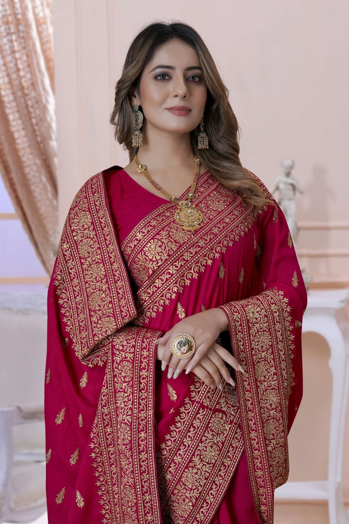 pink colour vichitra silk saree sd1090896 A