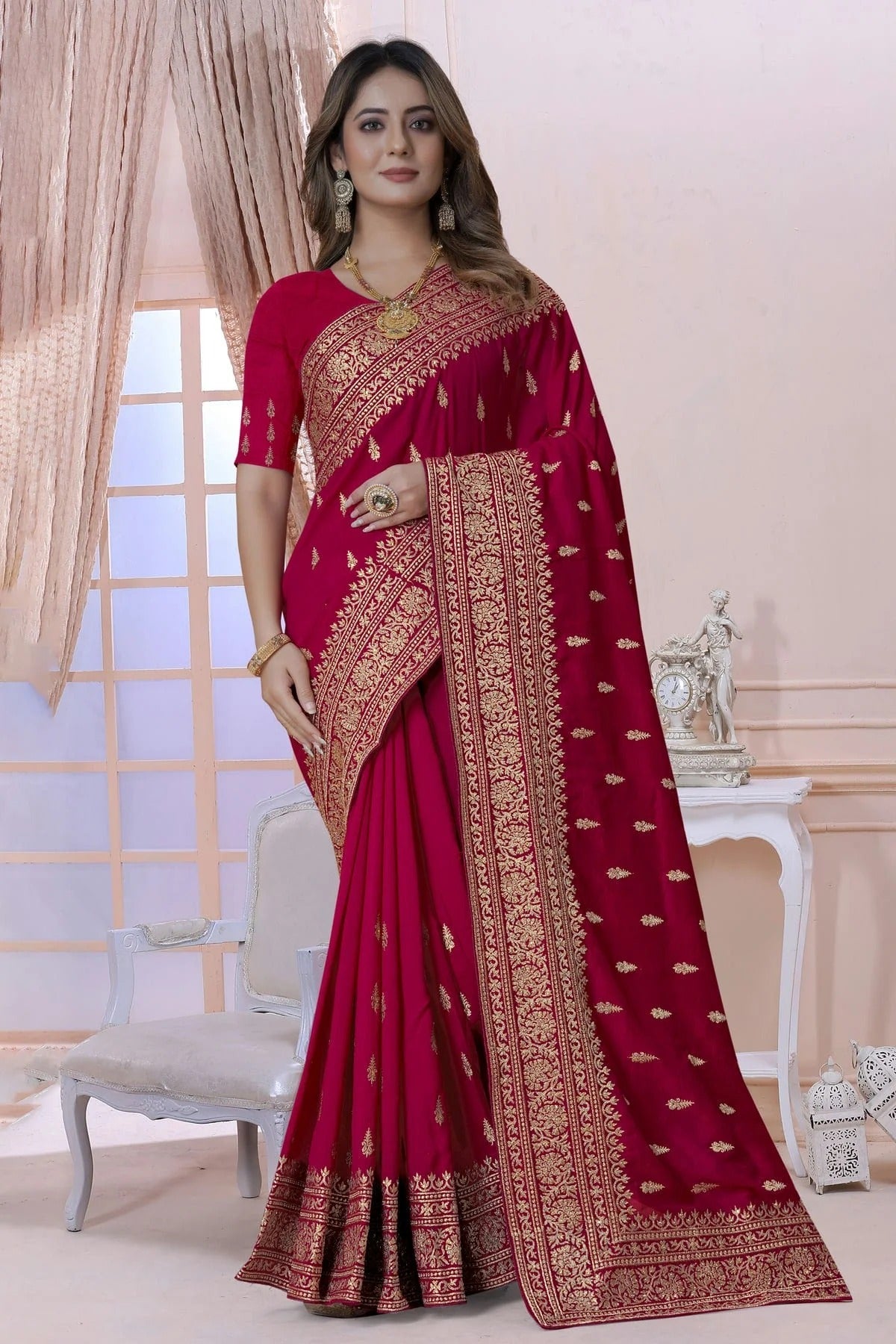 pink colour vichitra silk saree sd1090896