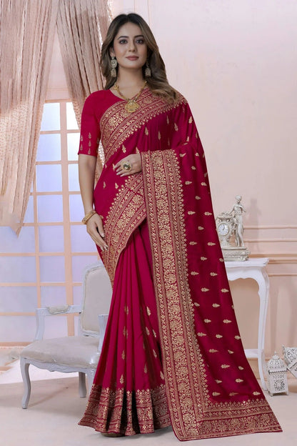 pink colour vichitra silk saree sd1090896