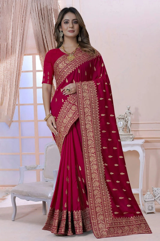 pink colour vichitra silk saree sd1090896