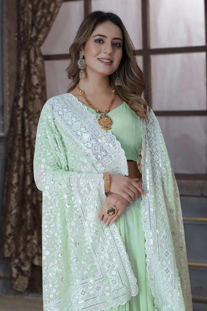 pista green colour georgette saree sd1090883 A