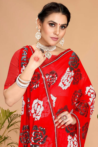 red colour georgette saree sd1090734 A