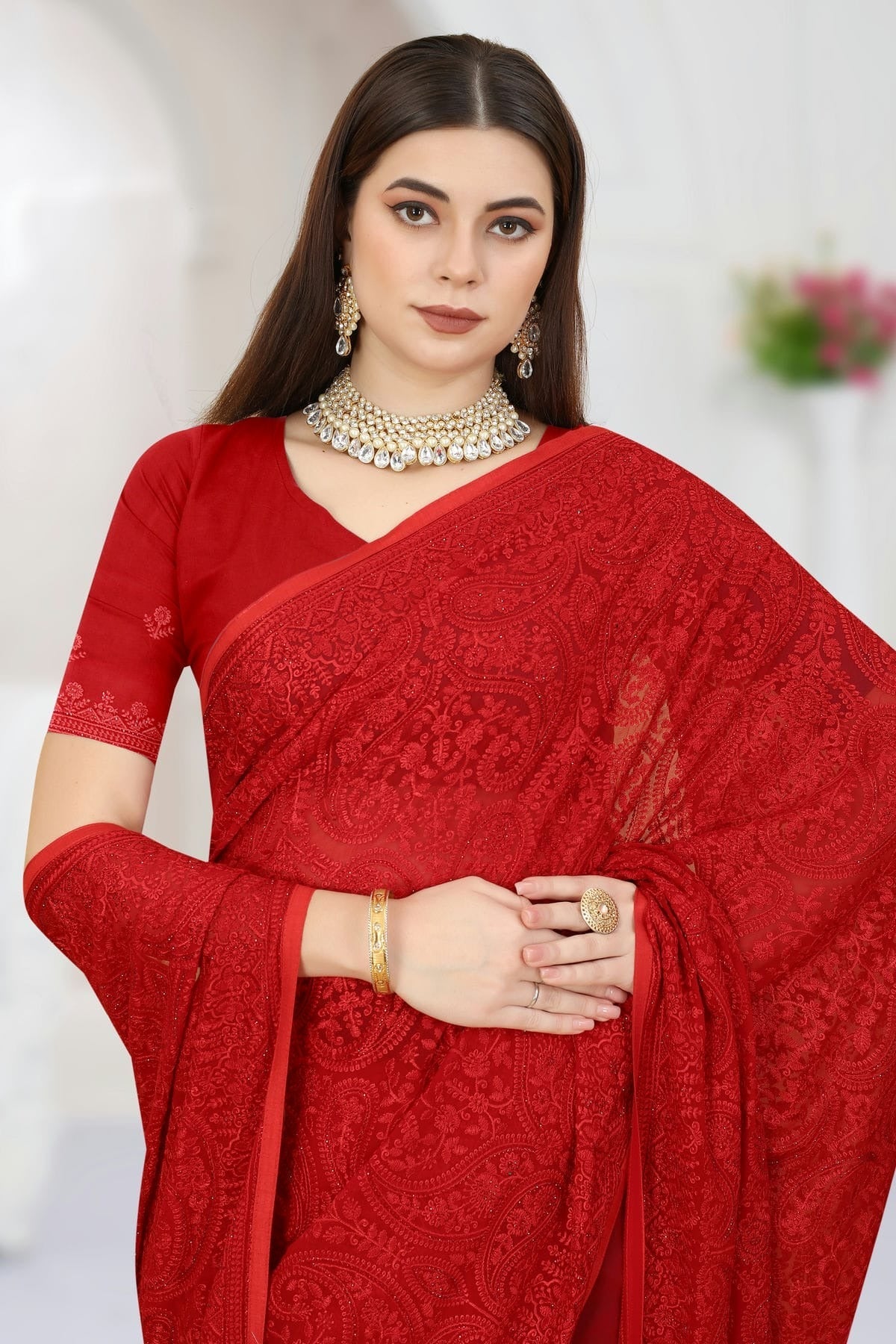 red colour georgette saree sd1090770 A