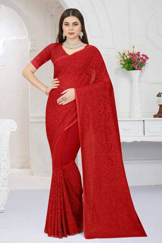 red colour georgette saree sd1090770